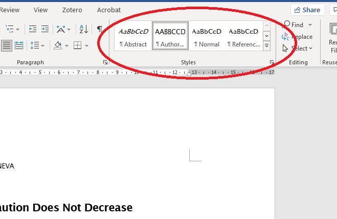 The Styles pane in Microsoft Word